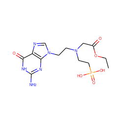 CCOC(=O)CN(CCn1cnc2c(=O)[nH]c(N)nc21)CCP(=O)(O)O ZINC000095580545