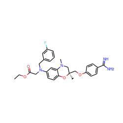 CCOC(=O)CN(Cc1cccc(F)c1)c1ccc2c(c1)N(C)C[C@@](C)(COc1ccc(C(=N)N)cc1)O2 ZINC000072176305