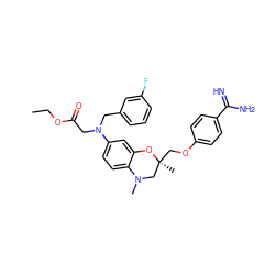 CCOC(=O)CN(Cc1cccc(F)c1)c1ccc2c(c1)O[C@@](C)(COc1ccc(C(=N)N)cc1)CN2C ZINC000072177622