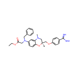 CCOC(=O)CN(Cc1ccccc1)c1ccc2c(c1)N(C)C[C@@](C)(COc1ccc(C(=N)N)cc1)O2 ZINC000040861195