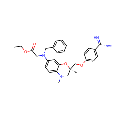 CCOC(=O)CN(Cc1ccccc1)c1ccc2c(c1)O[C@@](C)(COc1ccc(C(=N)N)cc1)CN2C ZINC000040863136