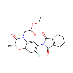 CCOC(=O)CN1C(=O)[C@@H](C)Oc2cc(F)c(N3C(=O)C4=C(CCCC4)C3=O)cc21 ZINC000045290943