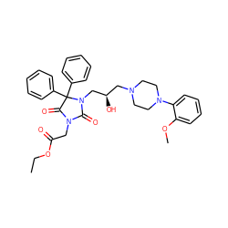 CCOC(=O)CN1C(=O)N(C[C@H](O)CN2CCN(c3ccccc3OC)CC2)C(c2ccccc2)(c2ccccc2)C1=O ZINC000044306635