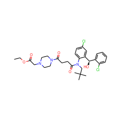 CCOC(=O)CN1CCN(C(=O)CCC(=O)N(CC(C)(C)C)c2ccc(Cl)cc2[C@H](O)c2ccccc2Cl)CC1 ZINC000066079806