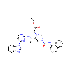 CCOC(=O)CN1CCN(C(=O)Nc2cccc3ccccc23)C[C@H]1[C@H](C)Nc1nccc(-n2cnc3ccccc32)n1 ZINC000049678190