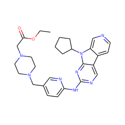 CCOC(=O)CN1CCN(Cc2ccc(Nc3ncc4c5ccncc5n(C5CCCC5)c4n3)nc2)CC1 ZINC000169706725