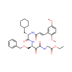 CCOC(=O)CNC(=O)C(=O)[C@@H](COCc1ccccc1)NC(=O)[C@H](CC1CCCCC1)NC(=O)/C=C/c1cc(OC)ccc1OC ZINC000049777143