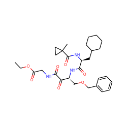 CCOC(=O)CNC(=O)C(=O)[C@@H](COCc1ccccc1)NC(=O)[C@H](CC1CCCCC1)NC(=O)C1(C)CC1 ZINC000049777305