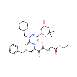 CCOC(=O)CNC(=O)C(=O)[C@@H](COCc1ccccc1)NC(=O)[C@H](CC1CCCCC1)NC(=O)C1=CC(=O)CC(C)(C)O1 ZINC000049777314