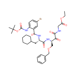 CCOC(=O)CNC(=O)C(=O)[C@@H](COCc1ccccc1)NC(=O)[C@H](CC1CCCCC1)NC(=O)c1cc(Br)ccc1NC(=O)OC(C)(C)C ZINC000095538321