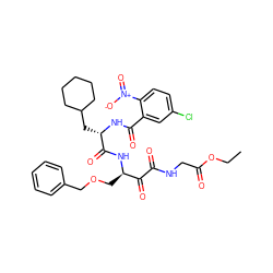 CCOC(=O)CNC(=O)C(=O)[C@@H](COCc1ccccc1)NC(=O)[C@H](CC1CCCCC1)NC(=O)c1cc(Cl)ccc1[N+](=O)[O-] ZINC000049775581