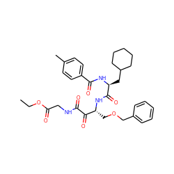 CCOC(=O)CNC(=O)C(=O)[C@@H](COCc1ccccc1)NC(=O)[C@H](CC1CCCCC1)NC(=O)c1ccc(C)cc1 ZINC000049777578