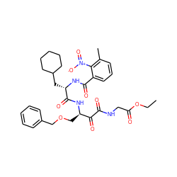 CCOC(=O)CNC(=O)C(=O)[C@@H](COCc1ccccc1)NC(=O)[C@H](CC1CCCCC1)NC(=O)c1cccc(C)c1[N+](=O)[O-] ZINC000049777318