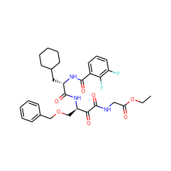 CCOC(=O)CNC(=O)C(=O)[C@@H](COCc1ccccc1)NC(=O)[C@H](CC1CCCCC1)NC(=O)c1cccc(F)c1F ZINC000049793487