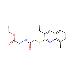 CCOC(=O)CNC(=O)CSc1nc2c(C)cccc2cc1CC ZINC000004849273