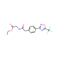 CCOC(=O)CNC(=O)Cc1ccc(-c2noc(C(F)(F)F)n2)cc1 ZINC000142914475