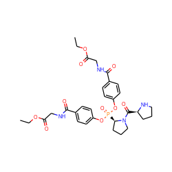 CCOC(=O)CNC(=O)c1ccc(OP(=O)(Oc2ccc(C(=O)NCC(=O)OCC)cc2)[C@@H]2CCCN2C(=O)[C@@H]2CCCN2)cc1 ZINC000026001640