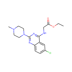 CCOC(=O)CNc1nc(N2CCN(C)CC2)nc2ccc(Cl)cc12 ZINC000040846743