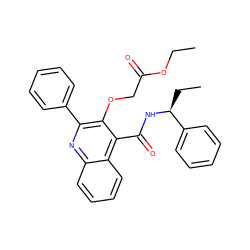 CCOC(=O)COc1c(-c2ccccc2)nc2ccccc2c1C(=O)N[C@@H](CC)c1ccccc1 ZINC000013795709