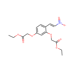 CCOC(=O)COc1ccc(/C=C/[N+](=O)[O-])c(OCC(=O)OCC)c1 ZINC000000712228