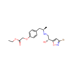 CCOC(=O)COc1ccc(C[C@@H](C)NC[C@@H](O)c2cc(Br)no2)cc1 ZINC000028647248