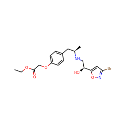 CCOC(=O)COc1ccc(C[C@@H](C)NC[C@H](O)c2cc(Br)no2)cc1 ZINC000028647246