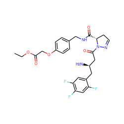 CCOC(=O)COc1ccc(CNC(=O)[C@@H]2CC=NN2C(=O)C[C@H](N)Cc2cc(F)c(F)cc2F)cc1 ZINC000040848701