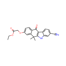 CCOC(=O)COc1ccc2c(c1)C(C)(C)c1[nH]c3cc(C#N)ccc3c1C2=O ZINC000203811790