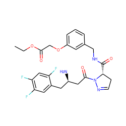 CCOC(=O)COc1cccc(CNC(=O)[C@@H]2CC=NN2C(=O)C[C@H](N)Cc2cc(F)c(F)cc2F)c1 ZINC000040933320