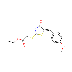 CCOC(=O)CSC1=NC(=O)/C(=C/c2ccc(OC)cc2)S1 ZINC000000342883