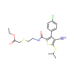 CCOC(=O)CSCCNC(=O)c1sc(SC(C)C)c(C#N)c1-c1ccc(Cl)cc1 ZINC000103301052