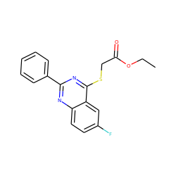 CCOC(=O)CSc1nc(-c2ccccc2)nc2ccc(F)cc12 ZINC000000421608