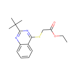 CCOC(=O)CSc1nc(C(C)(C)C)nc2ccccc12 ZINC000001342567