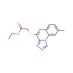 CCOC(=O)CSc1nc2ccc(C)cc2n2cnnc12 ZINC000006701478