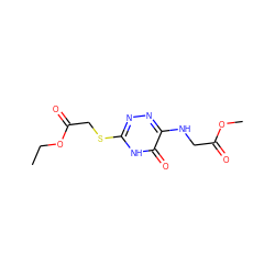 CCOC(=O)CSc1nnc(NCC(=O)OC)c(=O)[nH]1 ZINC000008680573