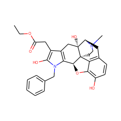 CCOC(=O)Cc1c2c(n(Cc3ccccc3)c1O)[C@@H]1Oc3c(O)ccc4c3[C@@]13CCN(C)[C@H](C4)[C@]3(O)C2 ZINC000299835157