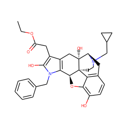 CCOC(=O)Cc1c2c(n(Cc3ccccc3)c1O)[C@@H]1Oc3c(O)ccc4c3[C@@]13CCN(CC1CC1)[C@H](C4)[C@]3(O)C2 ZINC000299828856