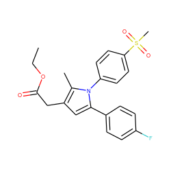 CCOC(=O)Cc1cc(-c2ccc(F)cc2)n(-c2ccc(S(C)(=O)=O)cc2)c1C ZINC000028862696