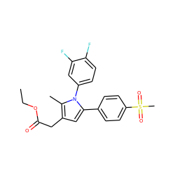 CCOC(=O)Cc1cc(-c2ccc(S(C)(=O)=O)cc2)n(-c2ccc(F)c(F)c2)c1C ZINC000028862684