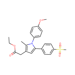 CCOC(=O)Cc1cc(-c2ccc(S(C)(=O)=O)cc2)n(-c2ccc(OC)cc2)c1C ZINC000028862692