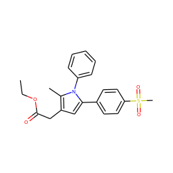 CCOC(=O)Cc1cc(-c2ccc(S(C)(=O)=O)cc2)n(-c2ccccc2)c1C ZINC000013643736