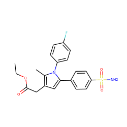 CCOC(=O)Cc1cc(-c2ccc(S(N)(=O)=O)cc2)n(-c2ccc(F)cc2)c1C ZINC000299870892