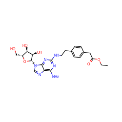 CCOC(=O)Cc1ccc(CCNc2nc(N)c3ncn([C@@H]4O[C@H](CO)[C@@H](O)[C@H]4O)c3n2)cc1 ZINC000003924770