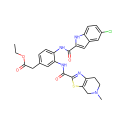 CCOC(=O)Cc1ccc(NC(=O)c2cc3cc(Cl)ccc3[nH]2)c(NC(=O)c2nc3c(s2)CN(C)CC3)c1 ZINC000071318952