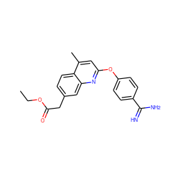 CCOC(=O)Cc1ccc2c(C)cc(Oc3ccc(C(=N)N)cc3)nc2c1 ZINC000013535216