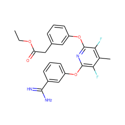 CCOC(=O)Cc1cccc(Oc2nc(Oc3cccc(C(=N)N)c3)c(F)c(C)c2F)c1 ZINC000013473998