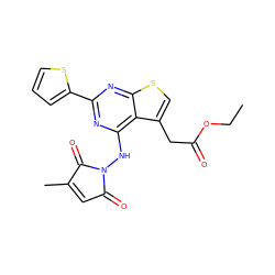 CCOC(=O)Cc1csc2nc(-c3cccs3)nc(NN3C(=O)C=C(C)C3=O)c12 ZINC000169349386