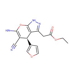 CCOC(=O)Cc1n[nH]c2c1[C@@H](c1ccoc1)C(C#N)=C(N)O2 ZINC000006492191