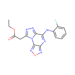 CCOC(=O)Cc1nnc2c(Nc3ccccc3F)nc3nonc3n12 ZINC000000821751