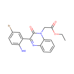 CCOC(=O)Cn1c(=O)c(-c2cc(Br)ccc2N)nc2ccccc21 ZINC000001512397